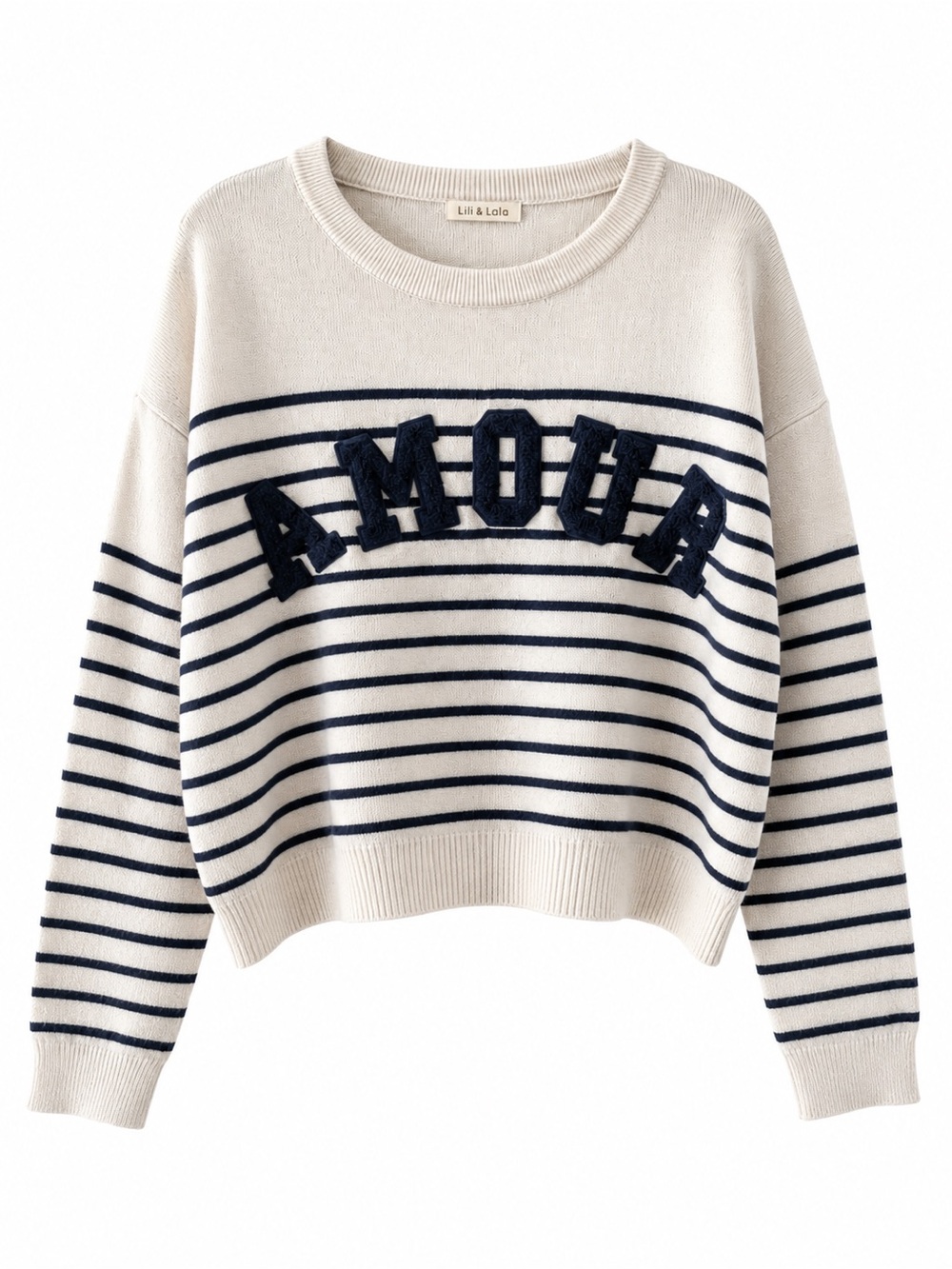 Lili & Lala French Store Striped "Amour" Cropped Sweater